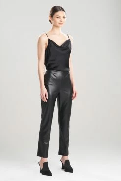 Vegan Luxe Lambskin Ankle Pants -Natori Sales Shop Vegan Luxe Leather Ankle Pants Black by Natori 30140.1659456445