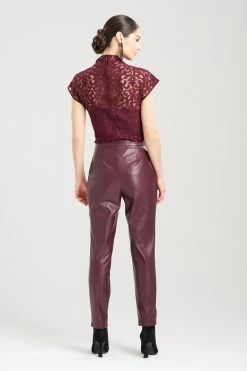 Vegan Luxe Lambskin Ankle Pants -Natori Sales Shop Vegan Luxe Leather Ankle Pants Bordeaux by Natori 2 53059.1690804736