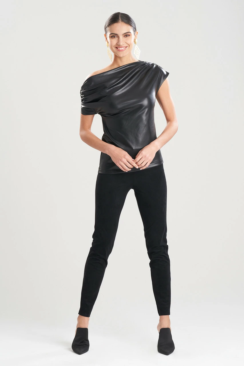 Vegan Luxe Leather Asymmetrical Drape Top 3 Vegan Luxe Leather Asymmetrical Drape Top - Image 3