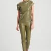 Vegan Luxe Leather Asymmetrical Drape Top