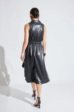 Vegan Luxe Leather Halter Shirtdress -Natori Sales Shop Vegan Luxe Leather Halter Shirtdress Black by Natori 3 75012.1654104923