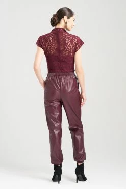 Vegan Luxe Lambskin Jogger Pants 25 Vegan Luxe Lambskin Jogger Pants -Natori Sales Shop Vegan Luxe Leather Jogger Pants Bordeaux by Natori 2 14336.1689779587