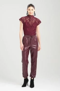 Vegan Luxe Lambskin Jogger Pants 24 Vegan Luxe Lambskin Jogger Pants -Natori Sales Shop Vegan Luxe Leather Jogger Pants Bordeaux by Natori 80832.1689779585