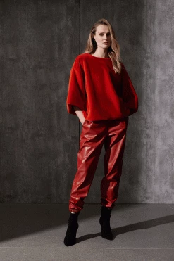 Vegan Luxe Lambskin Jogger Pants 26 Vegan Luxe Lambskin Jogger Pants -Natori Sales Shop Vegan Luxe Leather Jogger Pants Ginger Spice Faux Sheared Mink Square Top Paprika by Natori 92375.1690974286