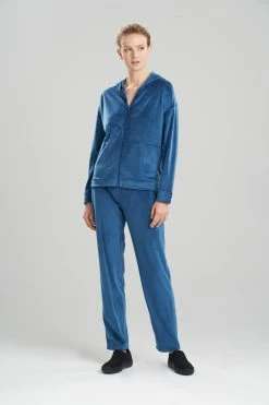 Velour Hoodie -Natori Sales Shop Velour Hoodie Deco Blue by N Natori 86085.1641578250