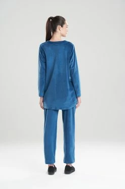 Velour Long Sleeve Top 47 Velour Long Sleeve Top -Natori Sales Shop Velour Long Sleeve Top Deco Blue by N Natori 2 72711.1641578334