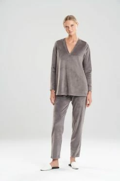 Velour Long Sleeve Top 50 Velour Long Sleeve Top -Natori Sales Shop Velour Long Sleeve Top River Stone by N Natori 79702.1641578336