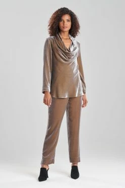 Velvet Cowl Long Sleeve Top