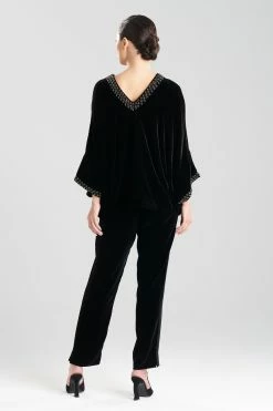 Velvet Kimono Embellished Top -Natori Sales Shop Velvet Kimono Embellished Top Black by JN 2 32184.1661968002