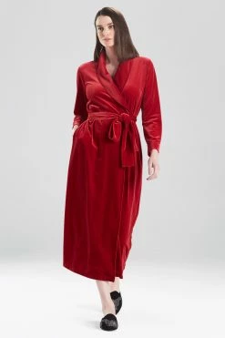 Natalie Velvet Robe -Natori Sales Shop Velvet Robe Brocade Red by Natori 13836.1662669163