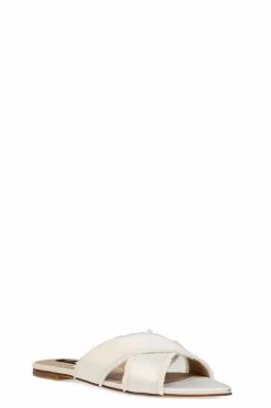 Wayu Satin Fringe Cross Slide Sandals