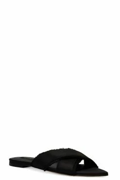 Wayu Satin Fringe Cross Slide Sandals 32 Wayu Satin Fringe Cross Slide Sandals -Natori Sales Shop WAYU ST BLACK SATIN 4 55556.1677194004