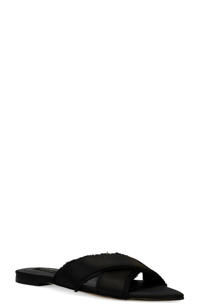 Wayu Satin Fringe Cross Slide Sandals 6 Wayu Satin Fringe Cross Slide Sandals - Image 6