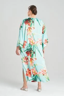 Water Lily Butterfly Caftan -Natori Sales Shop Water Lily Butterfly Caftan Blue Coral Combo by N Natori 4 52199.1675358201