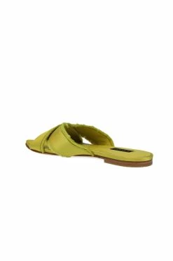 Wayu Satin Fringe Cross Slide Sandals 44 Wayu Satin Fringe Cross Slide Sandals -Natori Sales Shop Wayu Satin Fringe Cross Slide Sandals Chartreuse by Natori 4 50885.1670865777