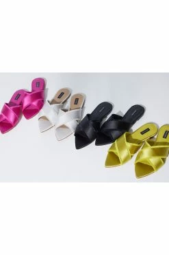 Wayu Satin Fringe Cross Slide Sandals 49 Wayu Satin Fringe Cross Slide Sandals -Natori Sales Shop Wayu Satin Fringe Cross Slide Sandals Dragon Fruit White Black Chartreuse by Natori 64716.1671044452