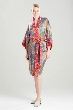 Yasugi Charmeuse Silk Short Robe -Natori Sales Shop Yasugi Charmeuse Silk Short Robe Citrine by JN 14138.1659725702