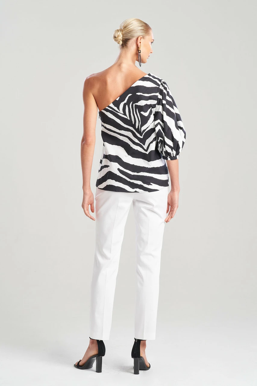 Zebra Cotton Poplin Balloon One Shoulder Top 2 Zebra Cotton Poplin Balloon One Shoulder Top - Image 2