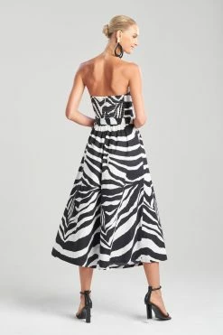 Natori Sales Shop -Natori Sales Shop Zebra Cotton Poplin Bustier Belted Palazzo Jumpsuit Black White by Natori 2 48857.1668692052