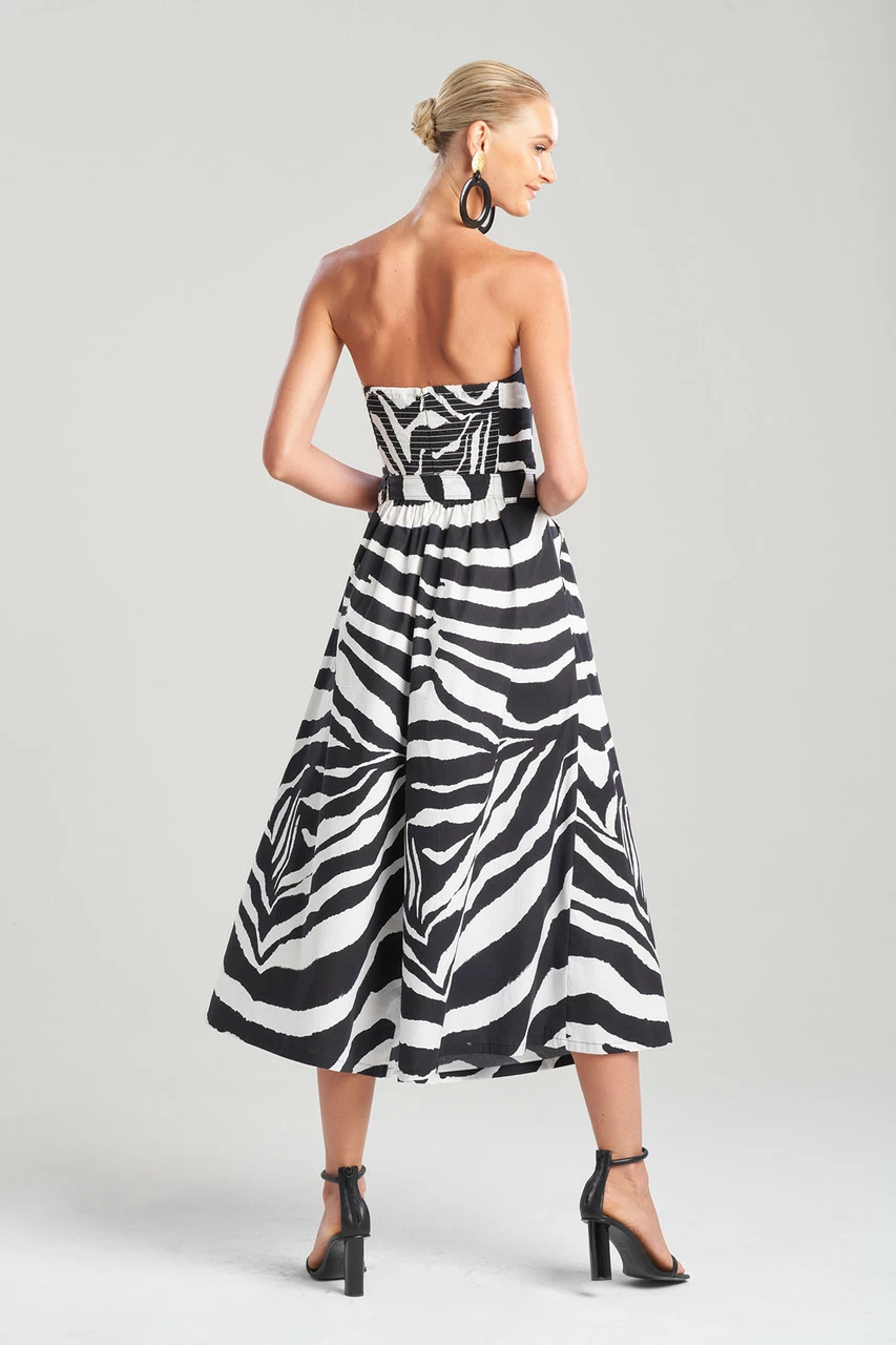 Zebra Cotton Poplin Bustier Belted Palazzo Jumpsuit 2 Zebra Cotton Poplin Bustier Belted Palazzo Jumpsuit - Image 2