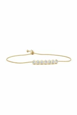 Indochine 14k 7-Hexagon Diamond Bar Bolo Bracelet