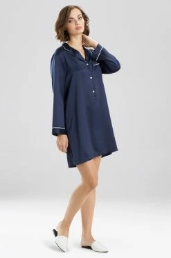 Feathers Satin Essentials Notch Collar Sleepshirt -Natori Sales Shop api5tiyxs 64873.1634239406