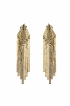 Gold Plated Brass Fringe Clip Earrings