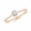 Indochine 14k Hex Frame Diamond Solitaire Bamboo Ring