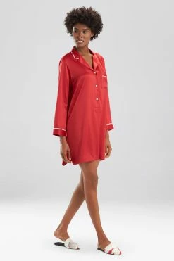 Feathers Satin Essentials Notch Collar Sleepshirt -Natori Sales Shop apiatw1yo 36667.1580855839