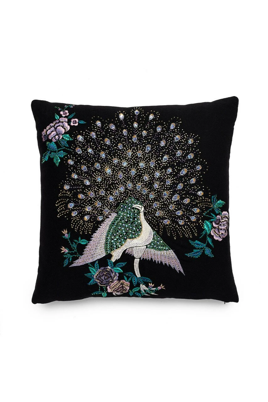 Mayon Beaded Peacock Embroidery Pillow Case 1 Mayon Beaded Peacock Embroidery Pillow Case
