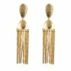 Gold Plated Brass Fringe Drop Clip Earrings