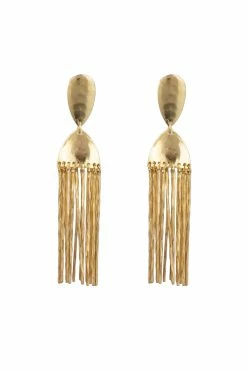 Gold Plated Brass Fringe Drop Clip Earrings