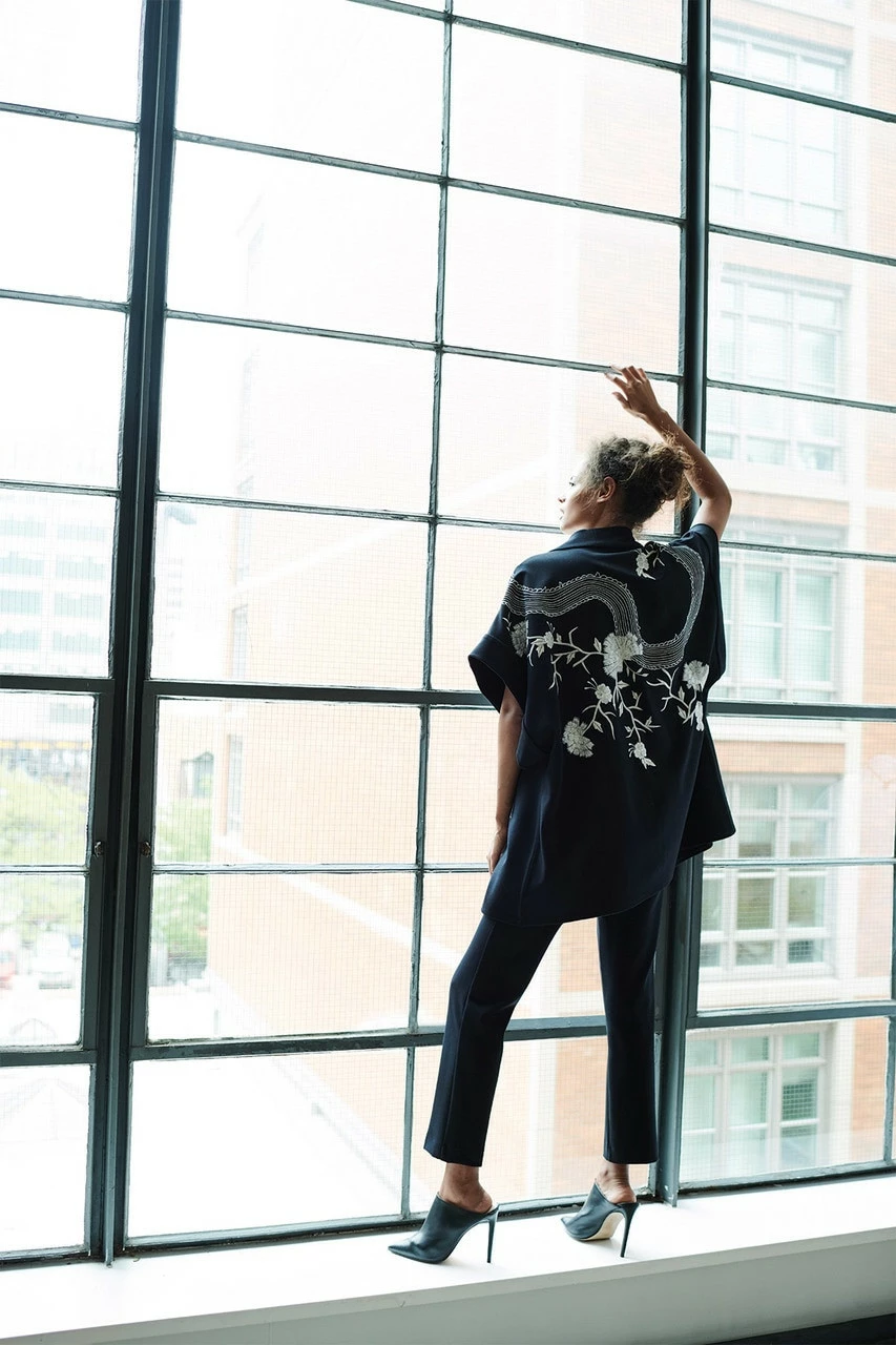 Solid Ponte Embroidered Dragon Kimono 5 Solid Ponte Embroidered Dragon Kimono - Image 5