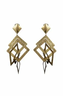Buffed Brass Square Clip Earrings