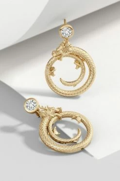 Dragon 14k Yellow Gold Ear Danglers With Diamond -Natori Sales Shop apido7rlk 65136.1667222399