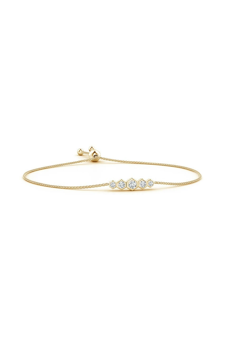 Indochine 14k Tapering Hexagon Diamond Bar Bracelet 1 Indochine 14k Tapering Hexagon Diamond Bar Bracelet