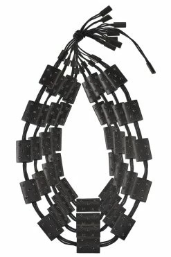 Acacia Wood With Silver Four Layer Necklace Black O/S
