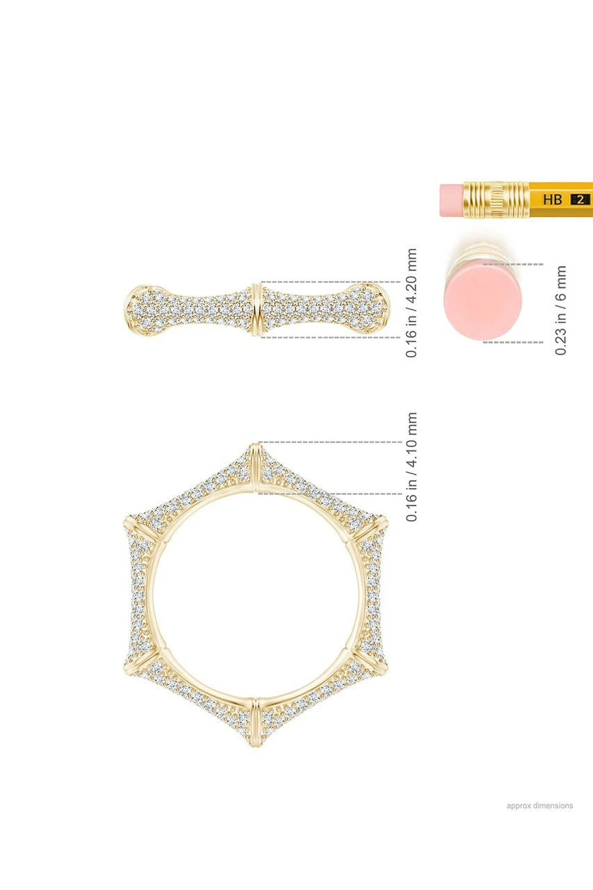 Indochine 14k Diamond Pave Bamboo Eternity Ring 6 Indochine 14k Diamond Pave Bamboo Eternity Ring - Image 6