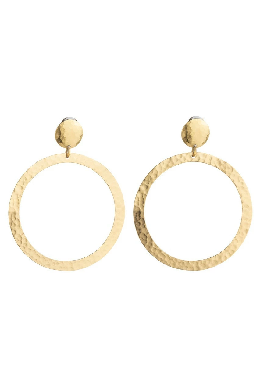 Gold Plated Brass Hoop Clip Earrings 1 Gold Plated Brass Hoop Clip Earrings