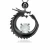 Dragon Midnight Silver & White Topaz Slider Pendant Necklace