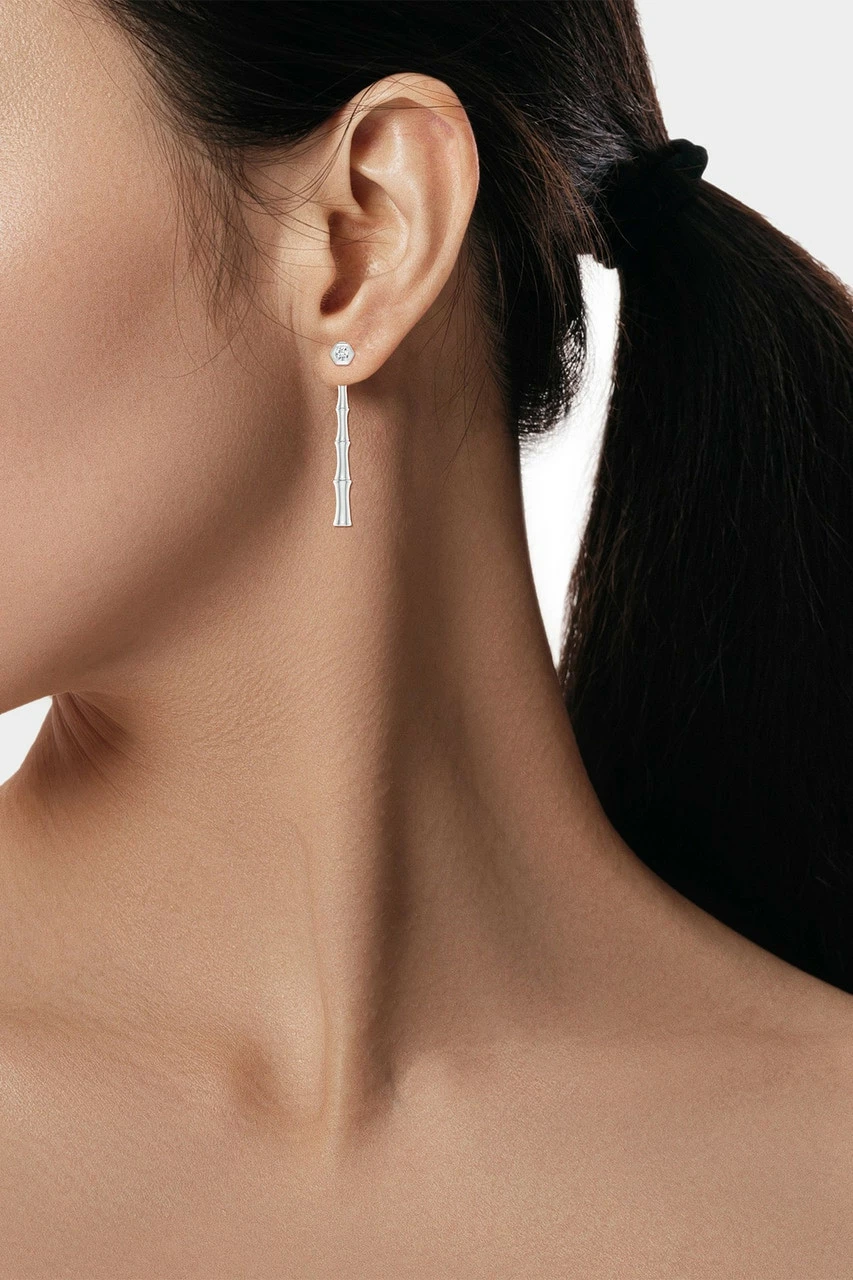 Indochine Bamboo 14k Diamond Multi-Wear Linear Earrings 2 Indochine Bamboo 14k Diamond Multi-Wear Linear Earrings - Image 2