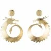 Hammered Brass Dragon Swirl Drop Clip Earrings
