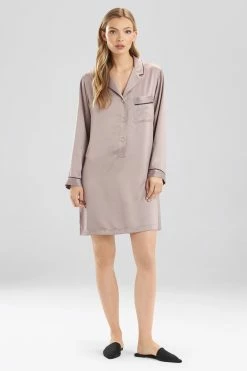 Feathers Satin Essentials Notch Collar Sleepshirt