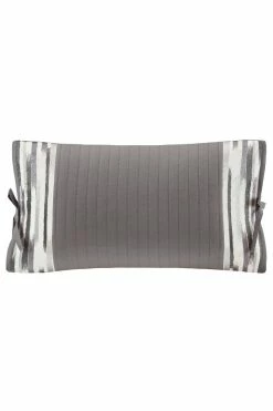 Hanae Gray Embroidered Oblong Pillow