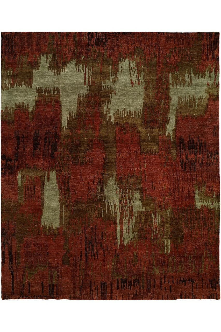 Dynasty- Brushstroke Red Tones Rug 1 Dynasty- Brushstroke Red Tones Rug