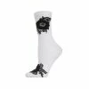 Floral Applique Net Crew Socks