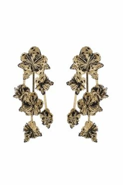 Gold Plated Brass Floral Clip Earrings