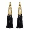 Gold Plated Brass Tassel Clip Earrings