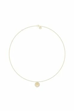 Kamon 14k Diamond Border Pendant Necklace