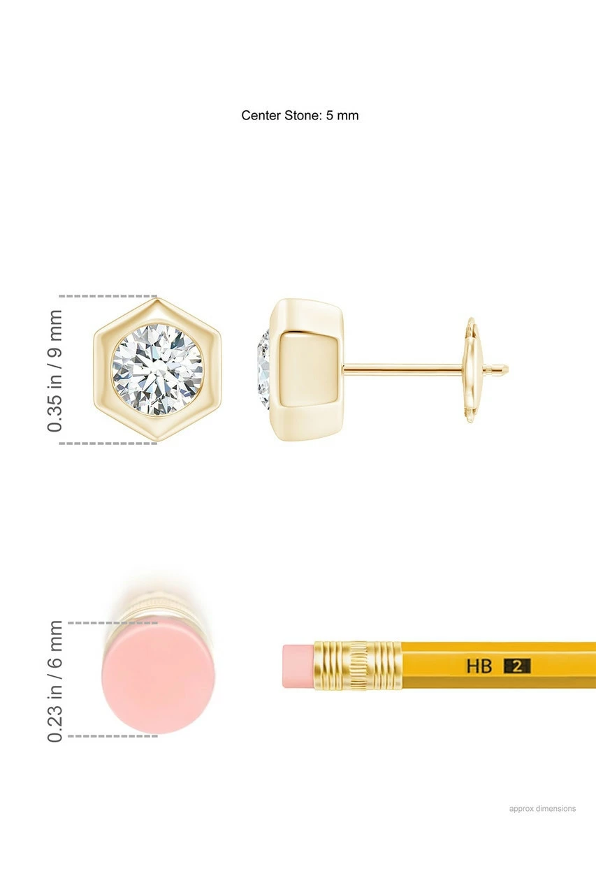Indochine 14k Hexagon 4mm Diamond Solitaire Stud Earrings 8 Indochine 14k Hexagon 4mm Diamond Solitaire Stud Earrings - Image 8